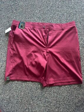 Roundtree & Yorke Men's Flat Front Shorts - Burgundy